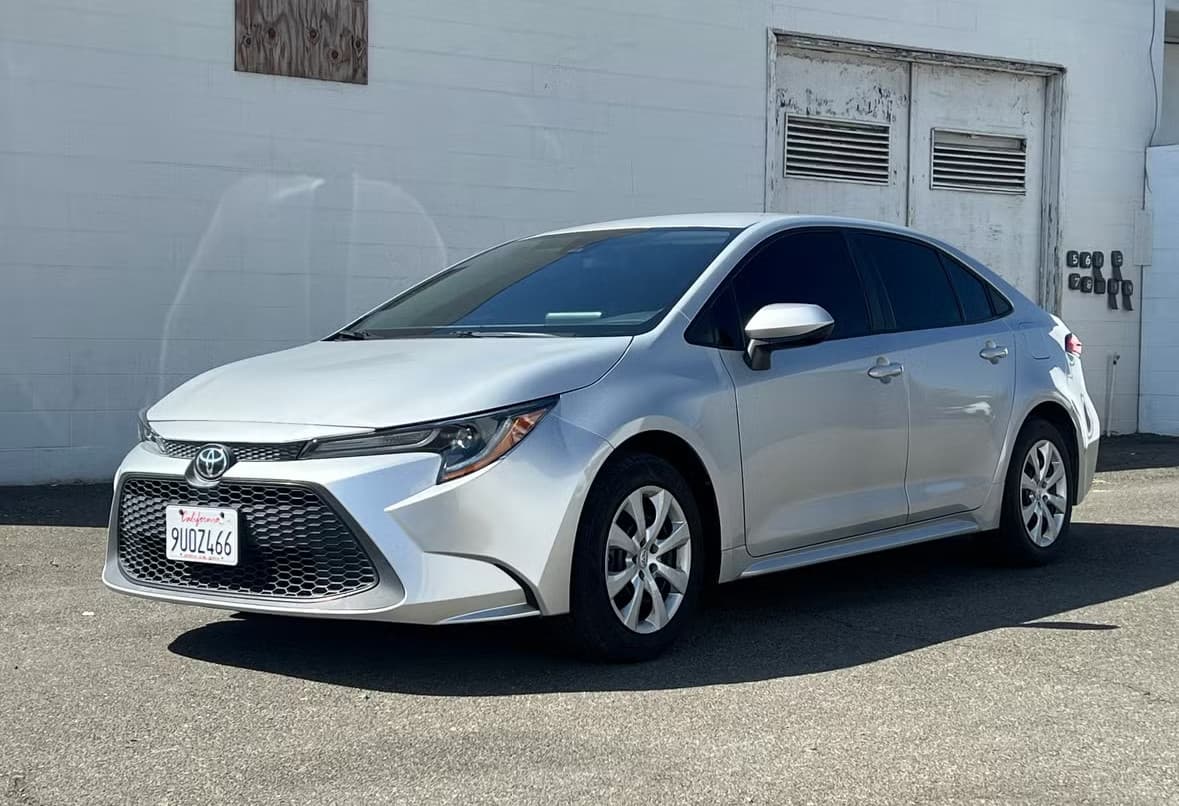 Silver Toyota Corolla rental car